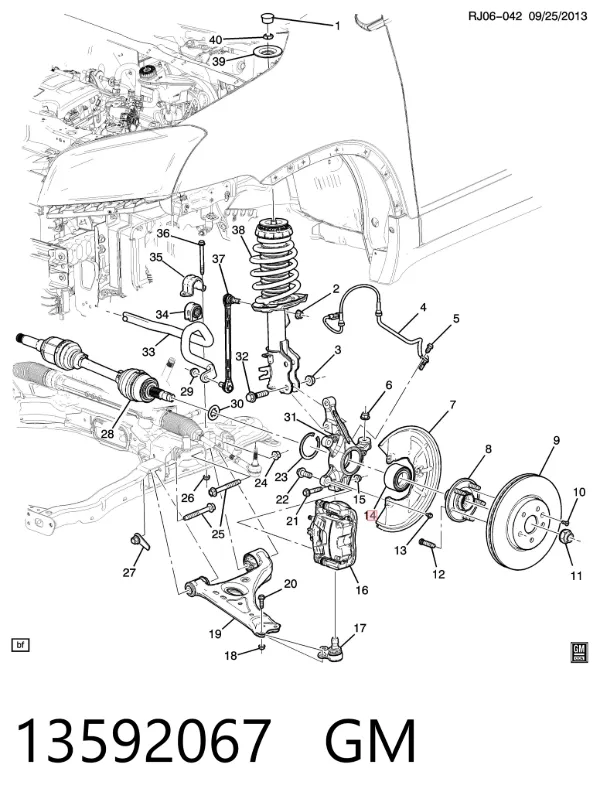 Łożysko piasty przedniej 13592067 General Motors