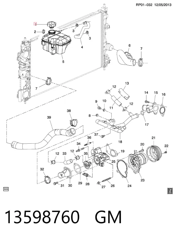 Pokrywa (korek) zbiornika wyrównawczego 13598760 General Motors