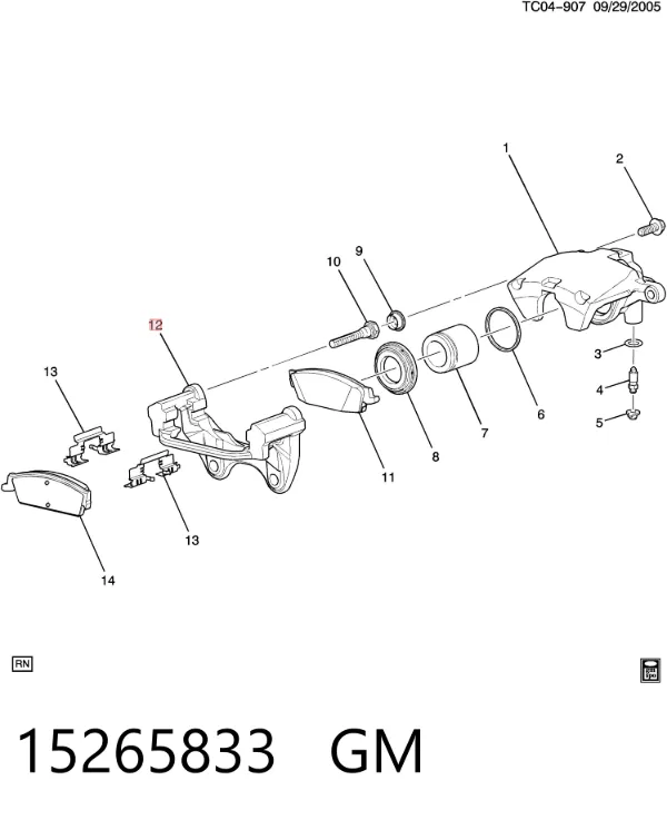 Jarzmo zacisku hamulcowego tylnego 15265833 General Motors
