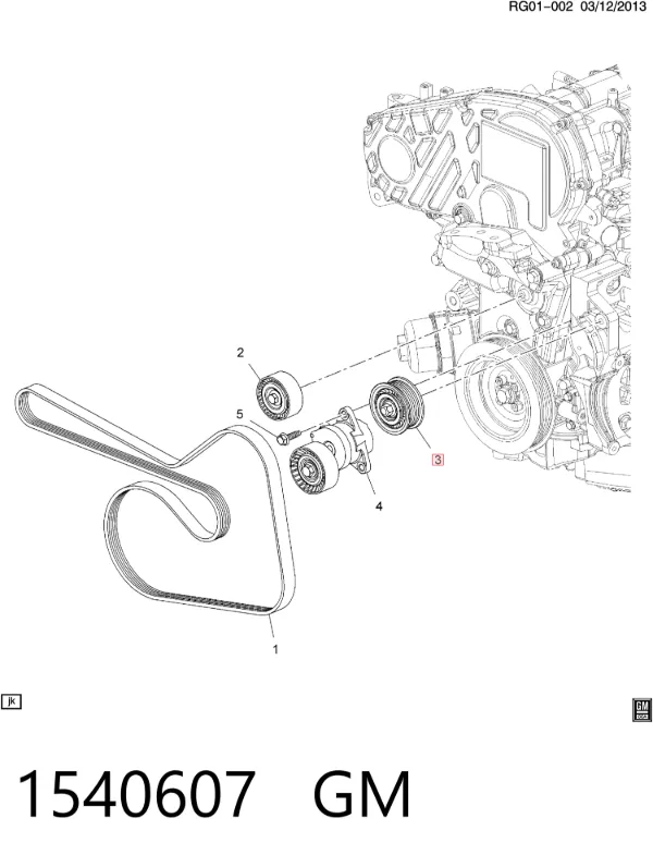 Rolka prowadząca, kierunkowa paska napędowego 1540607 General Motors
