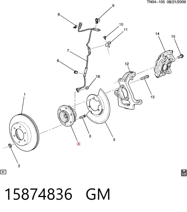 Piasta przednia 15874836 General Motors