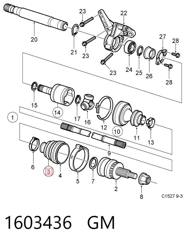 Osłona przegubu homokinetycznego półosi przedniej zewnętrzna 1603436 General Motors