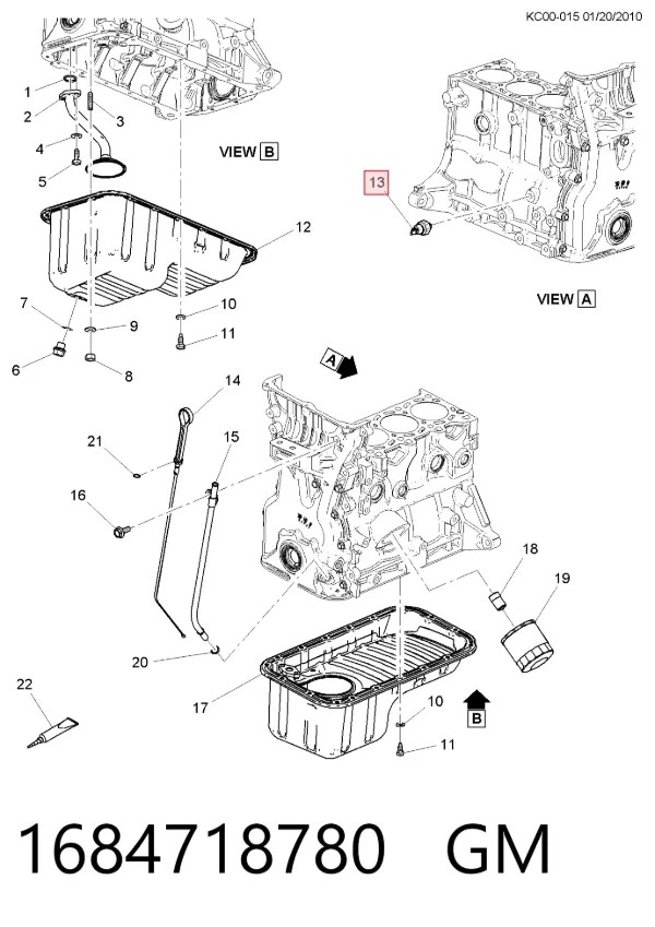 Czujnik ciśnienia oleju 1684718780 General Motors