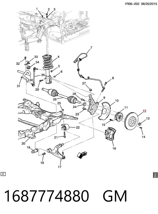 Tarcza hamulcowa przednia 1687774880 General Motors