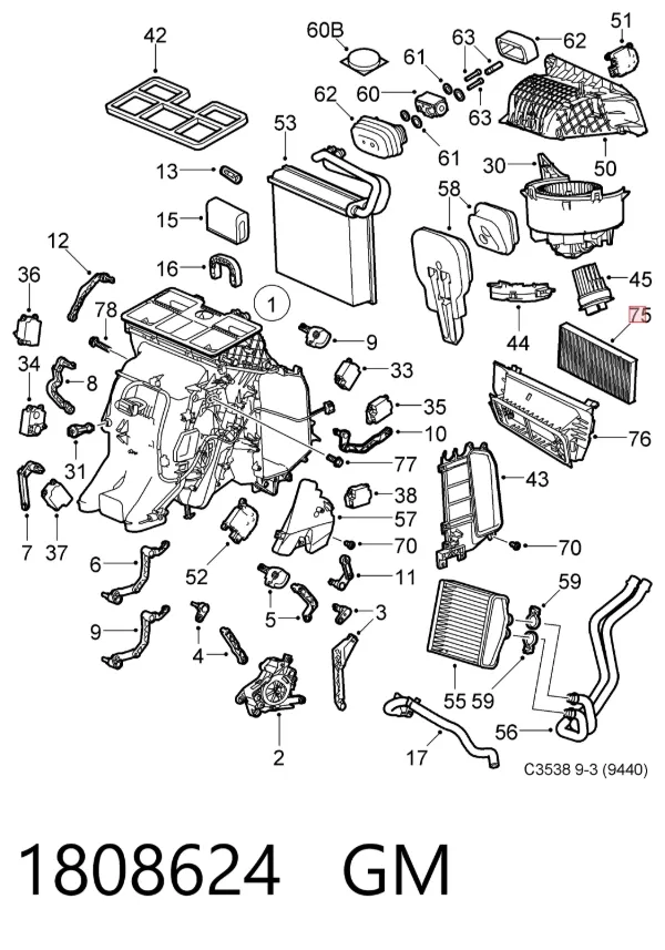 Filtr kabiny 1808624 General Motors