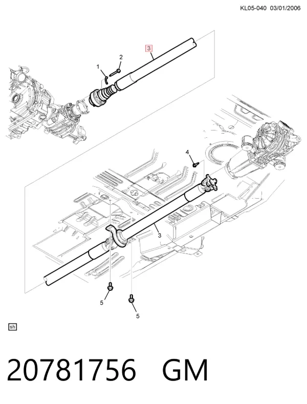 Wał Cardana tylny, kompletny 20781756 General Motors