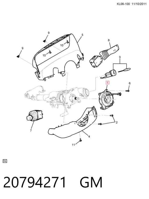 Pierścień kontaktowy AIRBAG, taśma kierownicy 20794271 General Motors