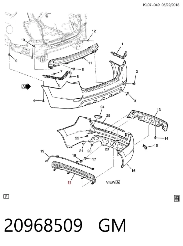 Wzmocnienie zderzaka tylnego 20968509 General Motors