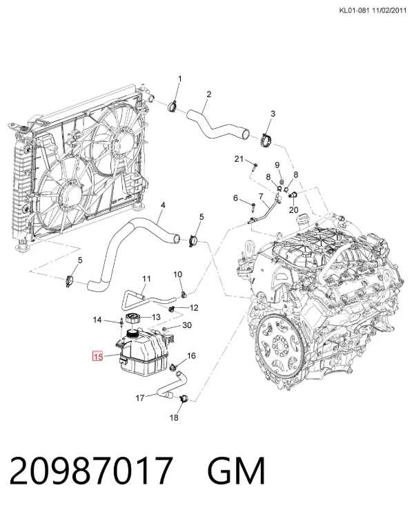Zbiorniczek wyrównawczy układu chłodzenia 20987017 General Motors
