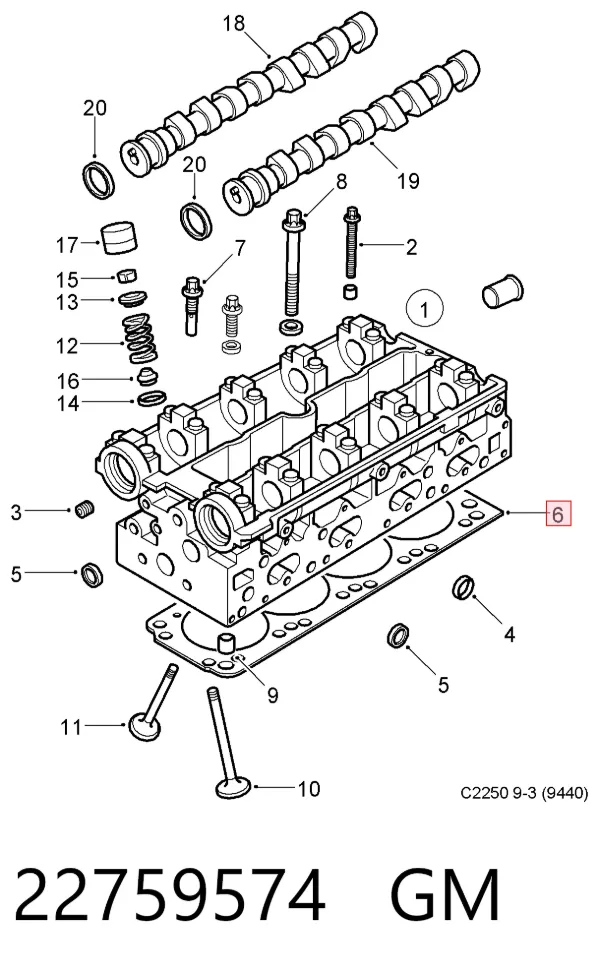 Uszczelka głowicy cylindrów 22759574 General Motors