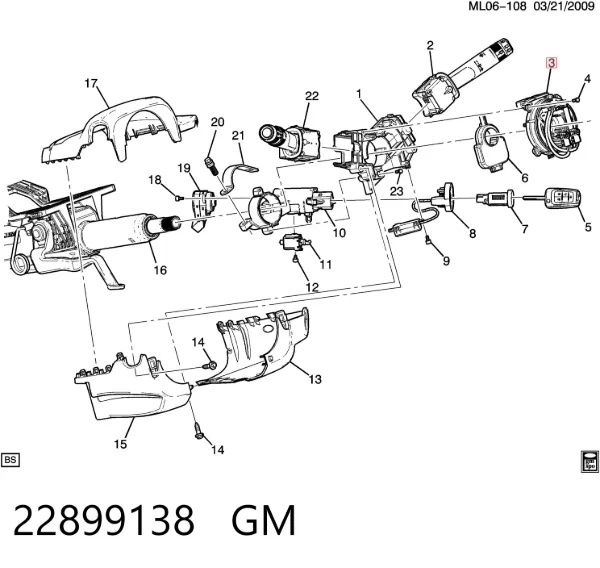 Pierścień kontaktowy AIRBAG, taśma kierownicy 22899138 General Motors
