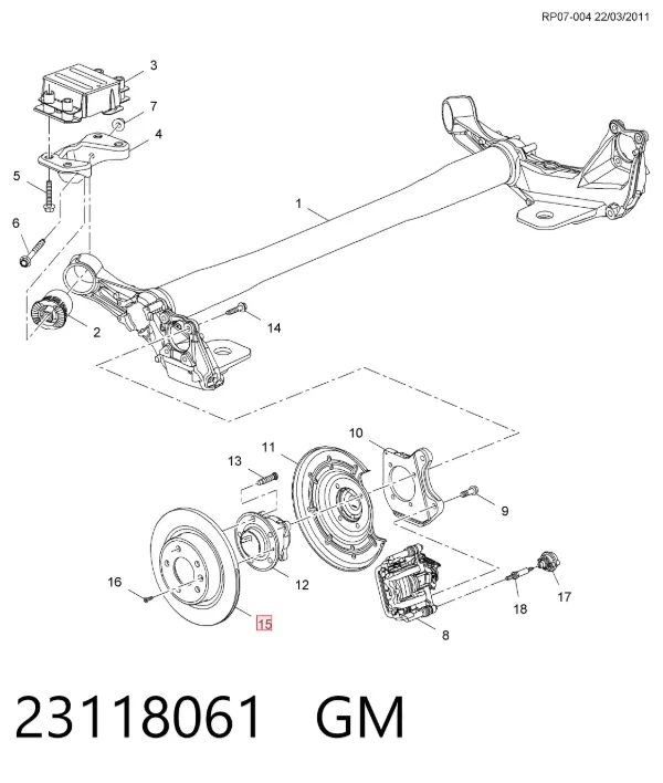 Tarcza hamulcowa tylna 23118061 General Motors