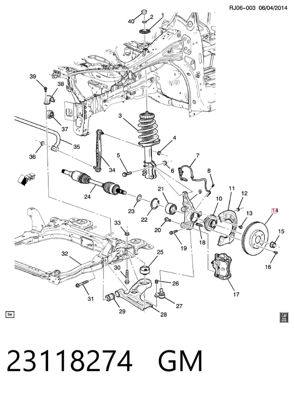Tarcza hamulcowa przednia 23118274 General Motors