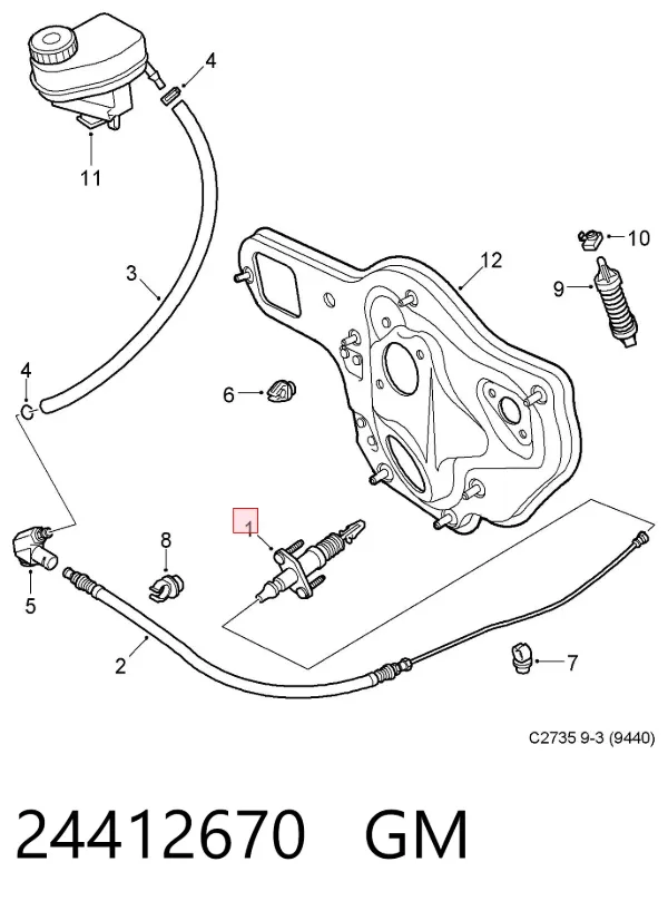 Cylinder sprzęgła główny 24412670 General Motors