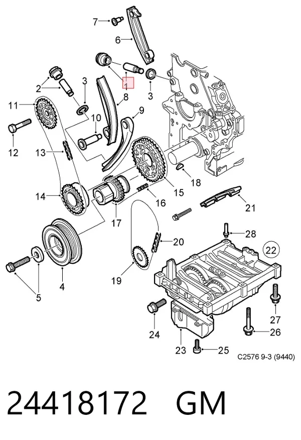 Napinacz łańcucha rozrządu 24418172 General Motors
