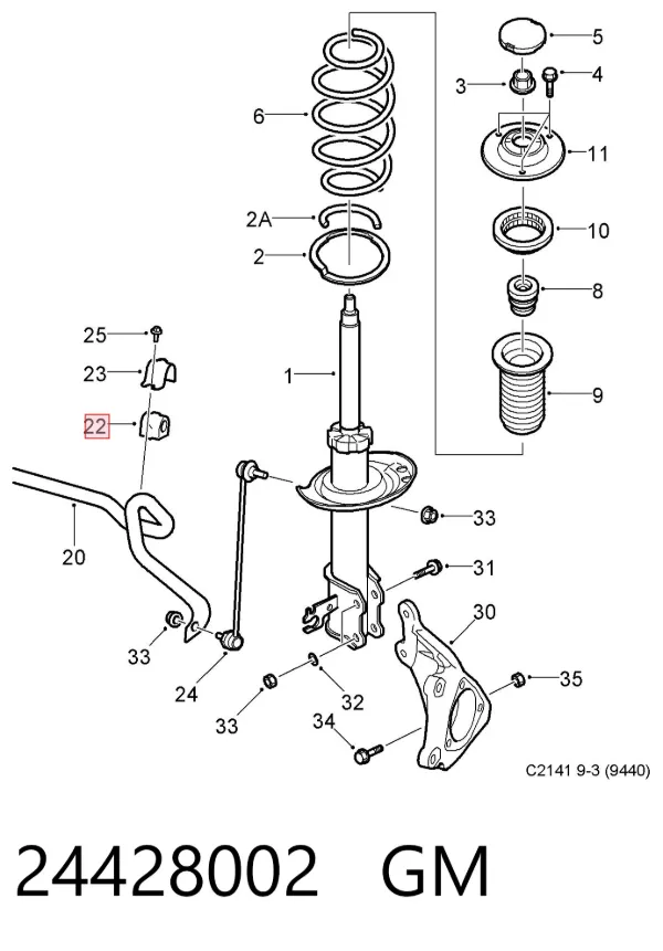 Tuleja stabilizatora przedniego 24428002 General Motors