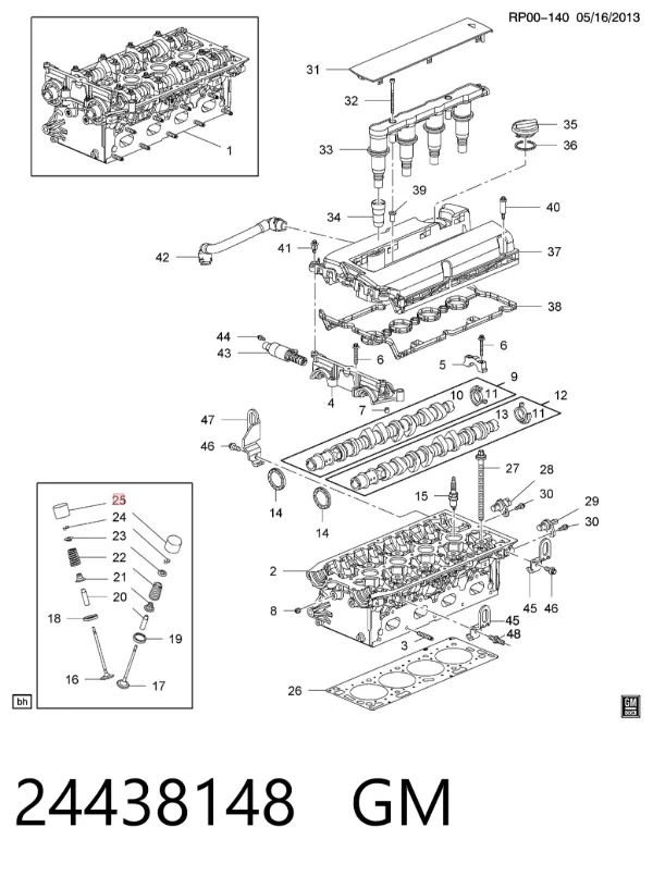 Kompensator hydrauliczny (popychacz hydrauliczny), popychacz zaworu 24438148 General Motors