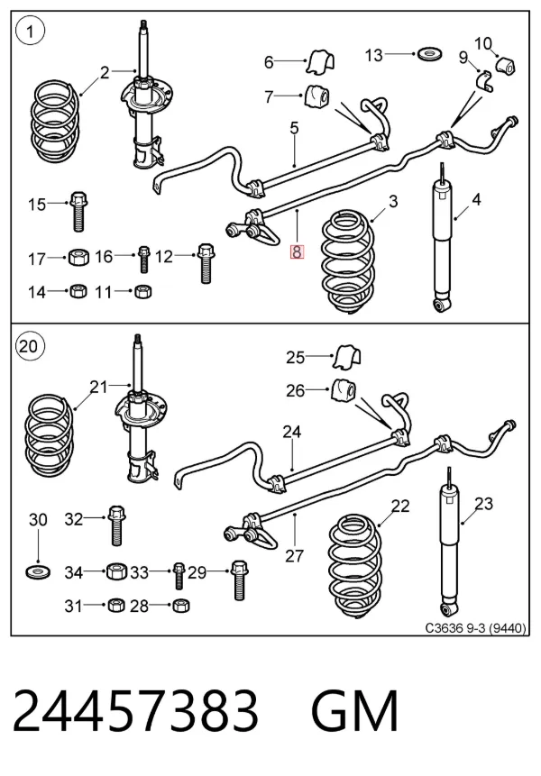 Stabilizator tylny Opel Signum 