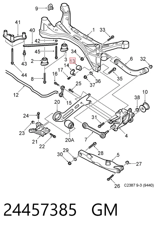 Tuleja stabilizatora tylnego 24457385 General Motors