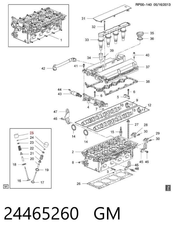 Kompensator hydrauliczny (popychacz hydrauliczny), popychacz zaworu 24465260 General Motors
