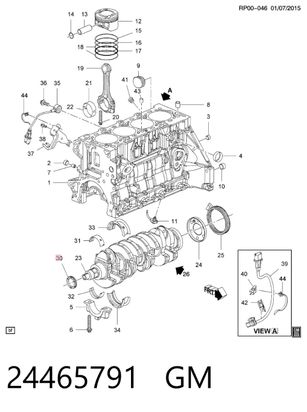 Uszczelniacz wału korbowego przedni 24465791 General Motors