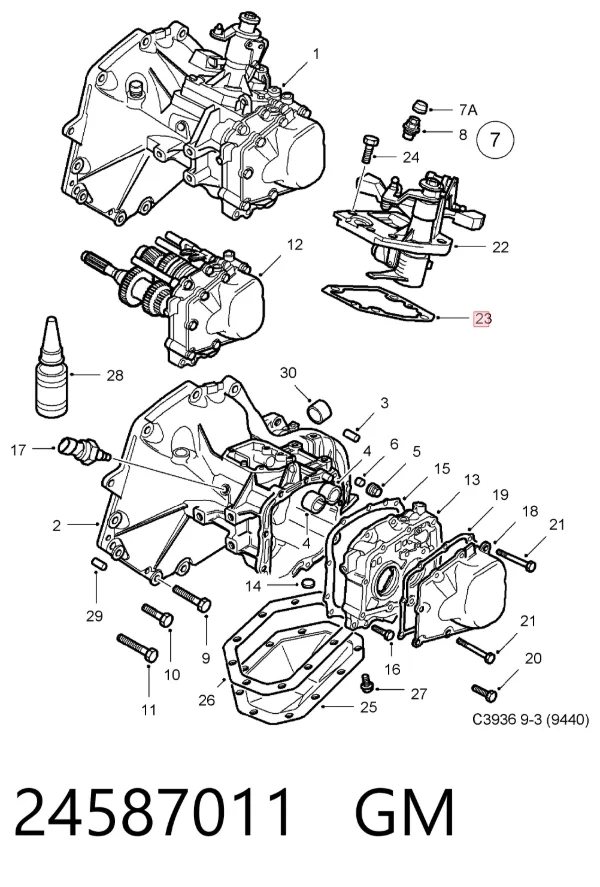 Uszczelka pokrywy skrzyni biegów 24587011 General Motors
