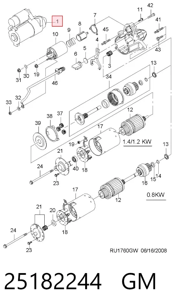 Rozrusznik 25182244 General Motors