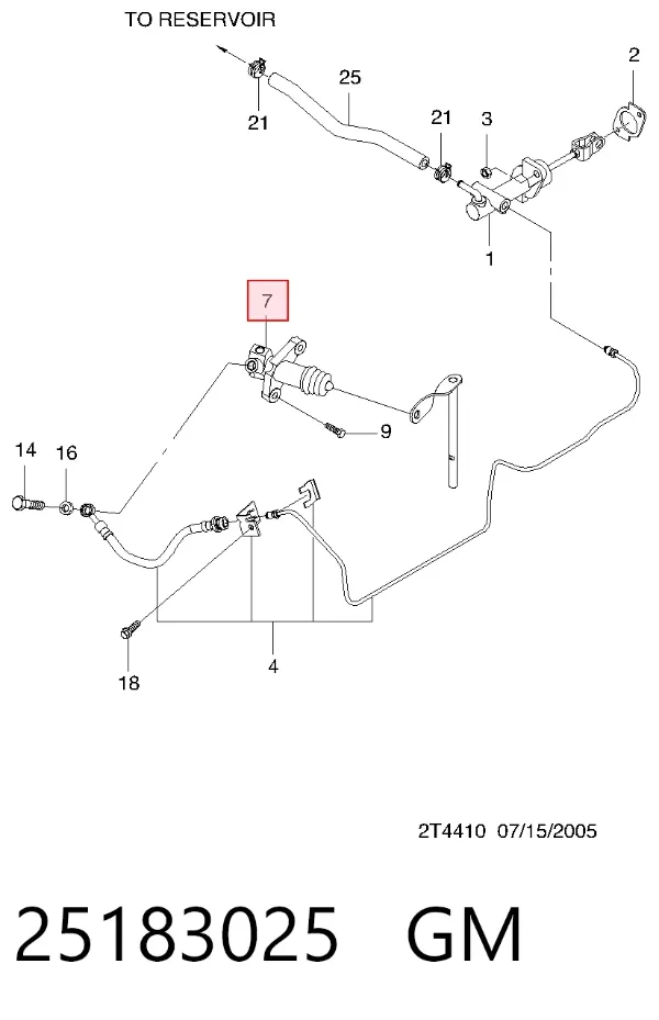 Cylinder roboczy sprzęgła 25183025 General Motors