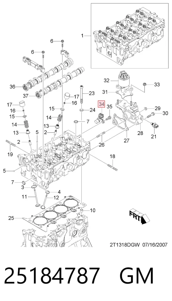 Czujnik położenia wałka rozrządu 25184787 General Motors