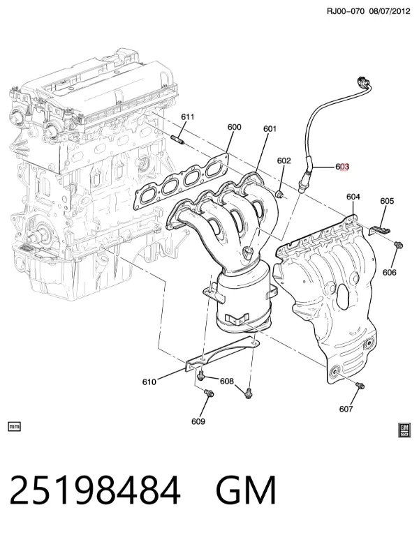 Sonda lambda czujnik tlenu po katalizatorze prawy 25198484 General Motors