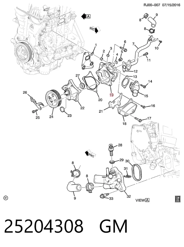 Pompa chłodząca wodna 25204308 General Motors