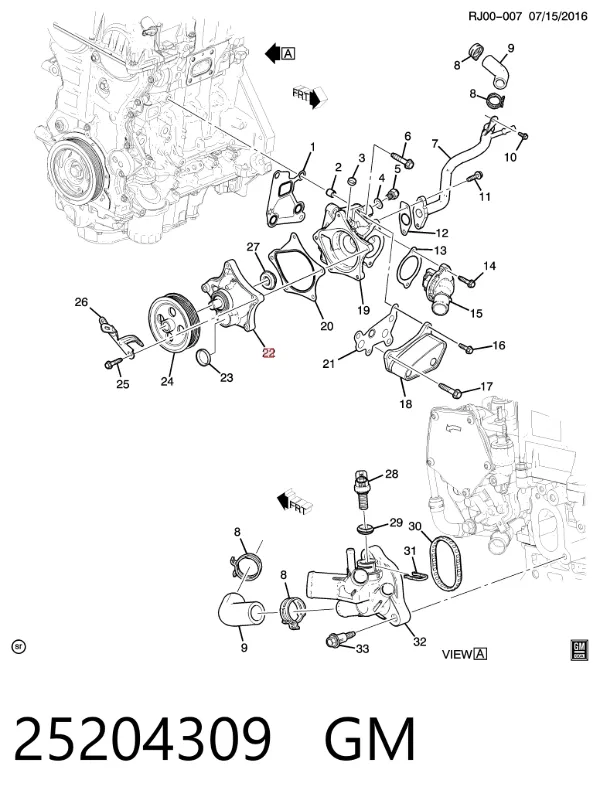 Pompa chłodząca wodna 25204309 General Motors