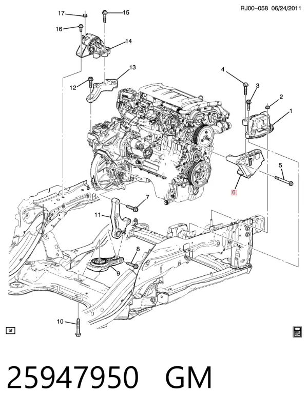 Poduszka (podpora) silnika prawa 25947950 General Motors