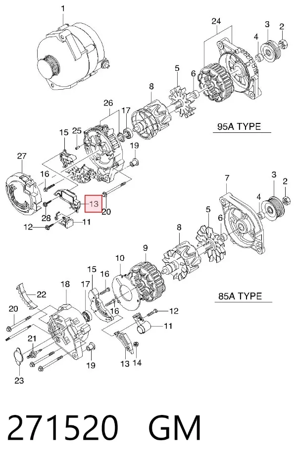 Regulator alternatora (przekaźnik ładowania) 271520 General Motors