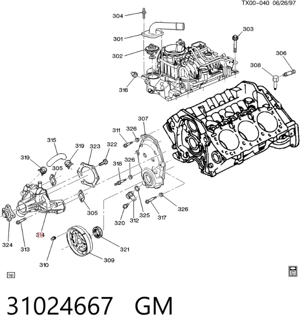 Pompa chłodząca wodna 31024667 General Motors