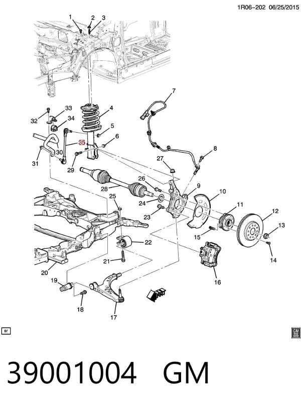Łącznik stabilizatora przedniego prawy 39001004 General Motors