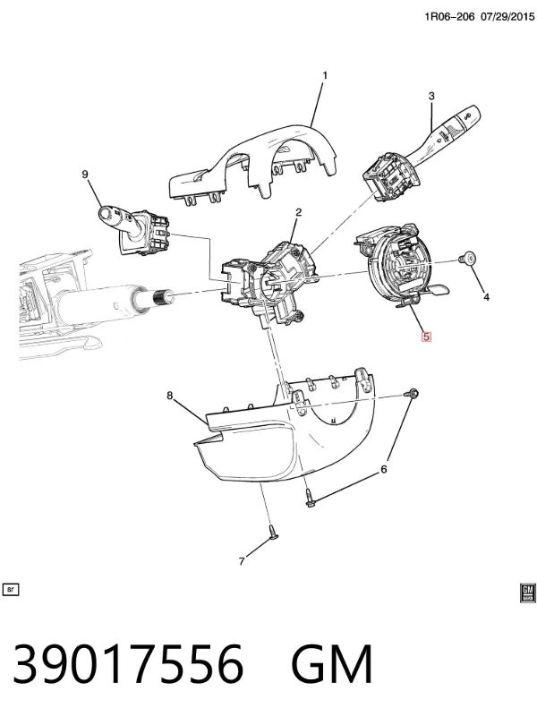 Pierścień kontaktowy AIRBAG, taśma kierownicy 39017556 General Motors
