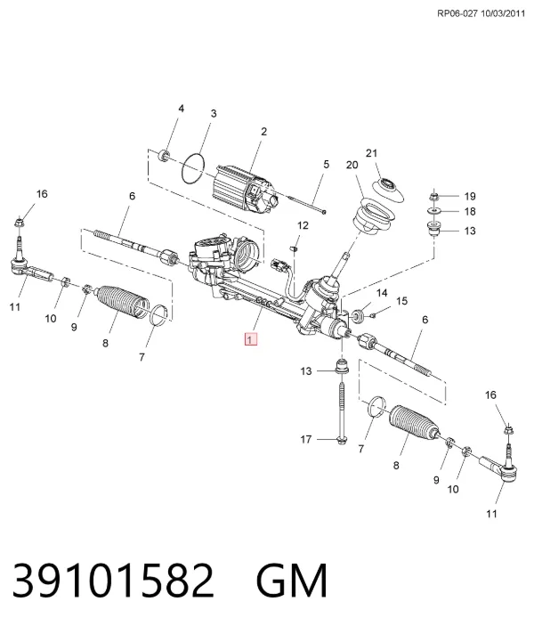 Listwa kierownicza (maglownica) 39101582 General Motors