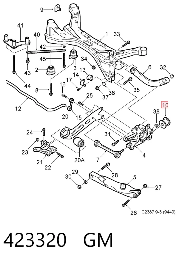 Silentblock czopu tylnego 423320 General Motors