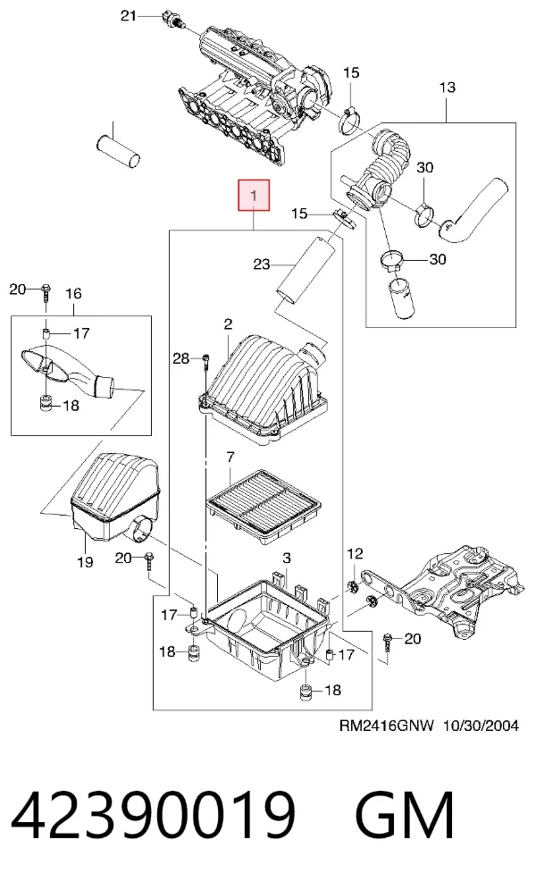 Obudowa filtra powietrza Daewoo Matiz KLYA