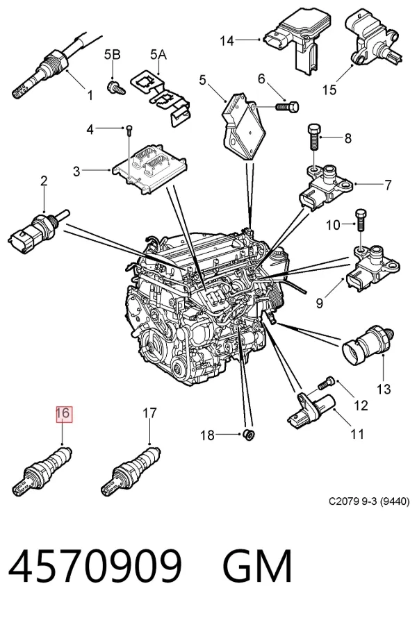 Sonda lambda, czujnik tlenu 4570909 General Motors