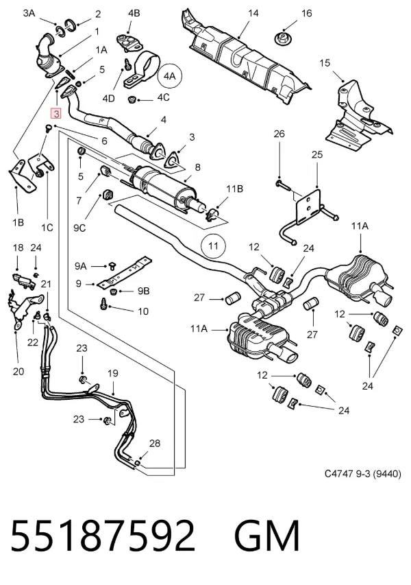 Uszczelka rury odbiornika tłumika 55187592 General Motors