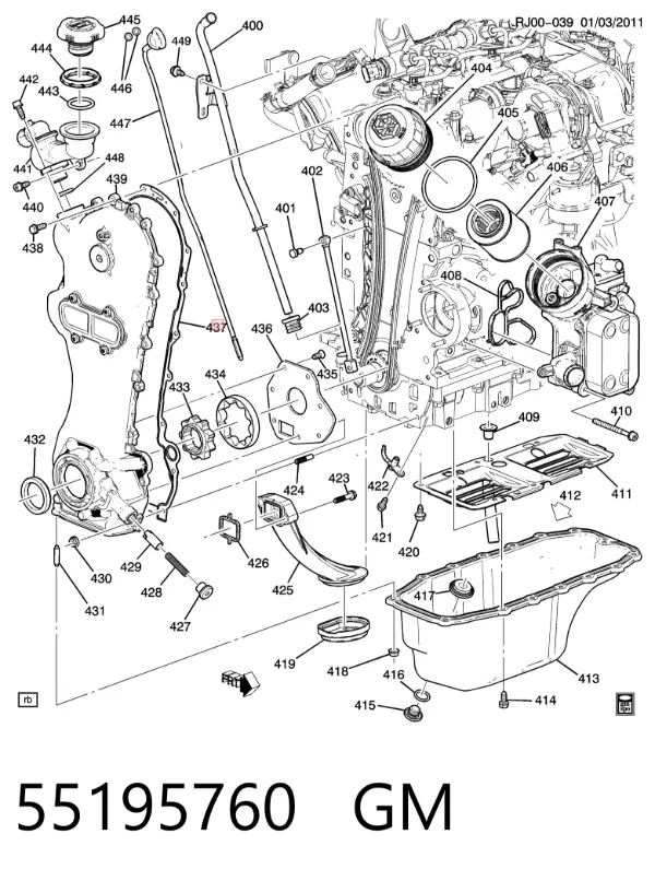 Uszczelka pokrywy przedniej silnika 55195760 General Motors