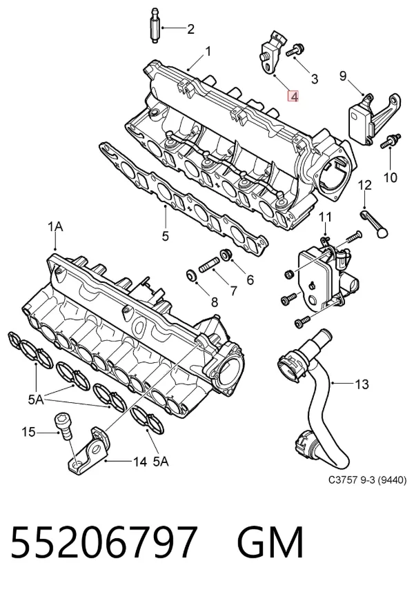 Czujnik ciśnienia w kolektorze ssącym, MAP 55206797 General Motors