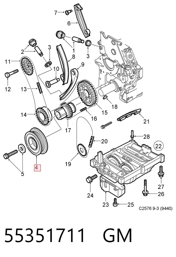Koło pasowe wału korbowego 55351711 General Motors