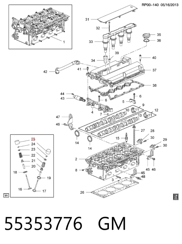 Kompensator hydrauliczny (popychacz hydrauliczny), popychacz zaworu 55353776 General Motors