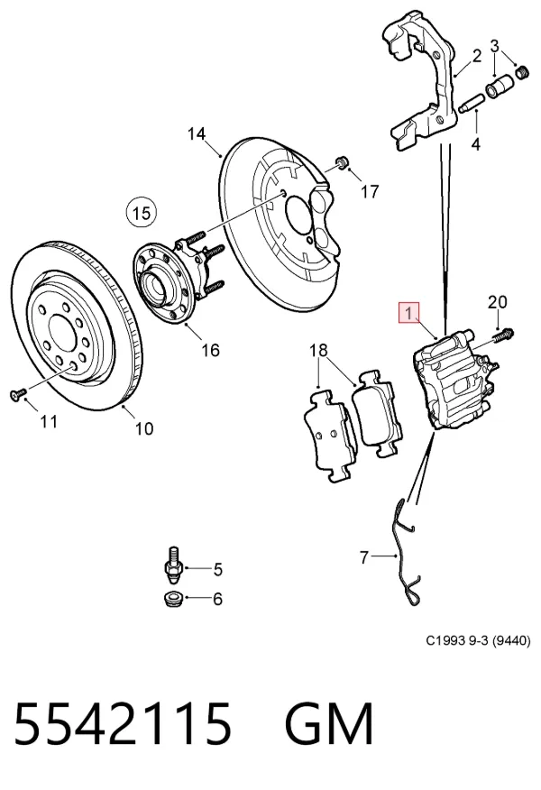 Zacisk hamulcowy tylny lewy 5542115 General Motors