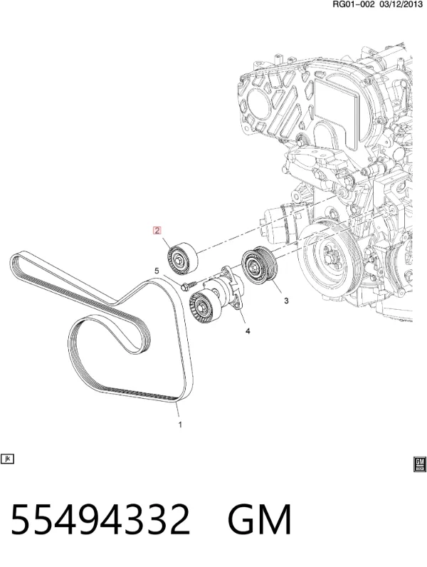 Rolka prowadząca, kierunkowa paska napędowego 55494332 General Motors