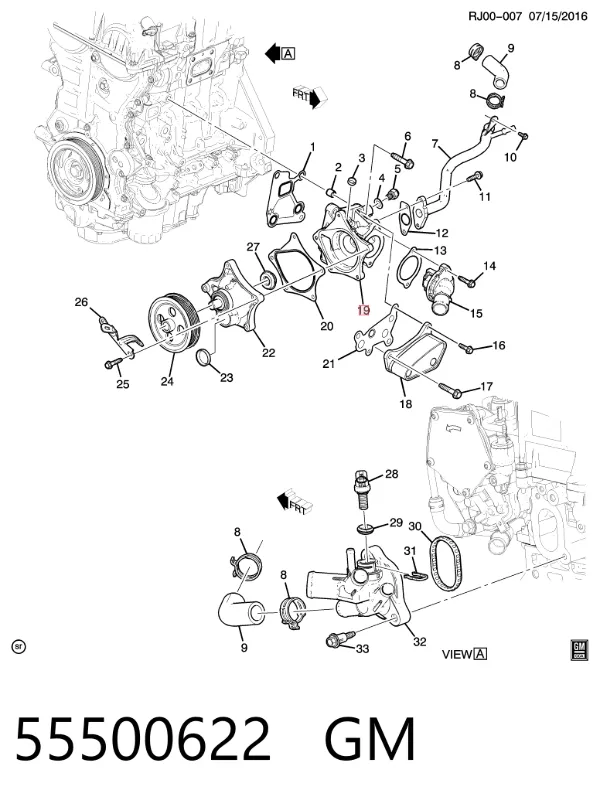 Pompa chłodząca wodna 55500622 General Motors