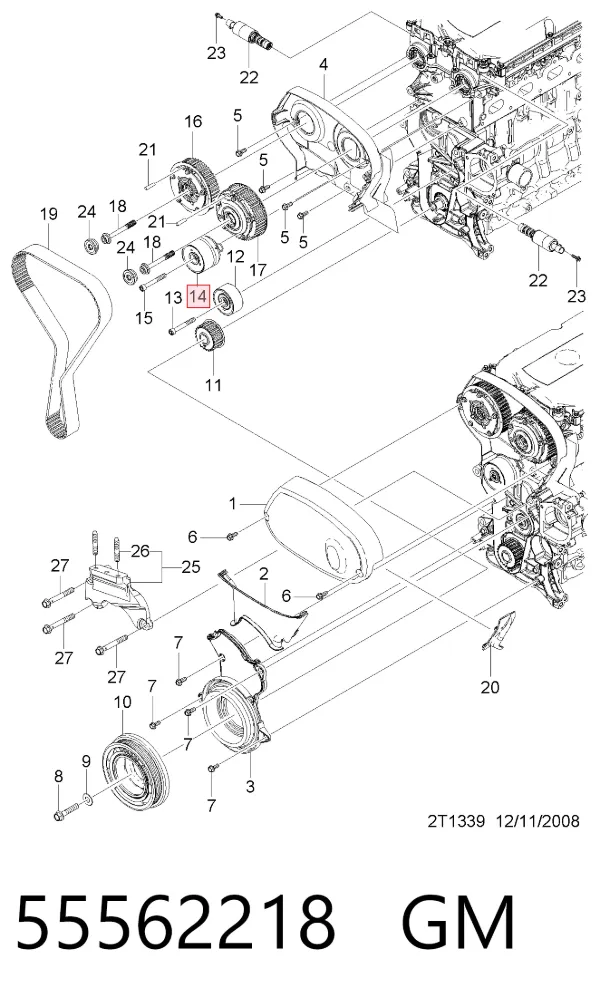 Rolka napinacza paska rozrządu 55562218 General Motors